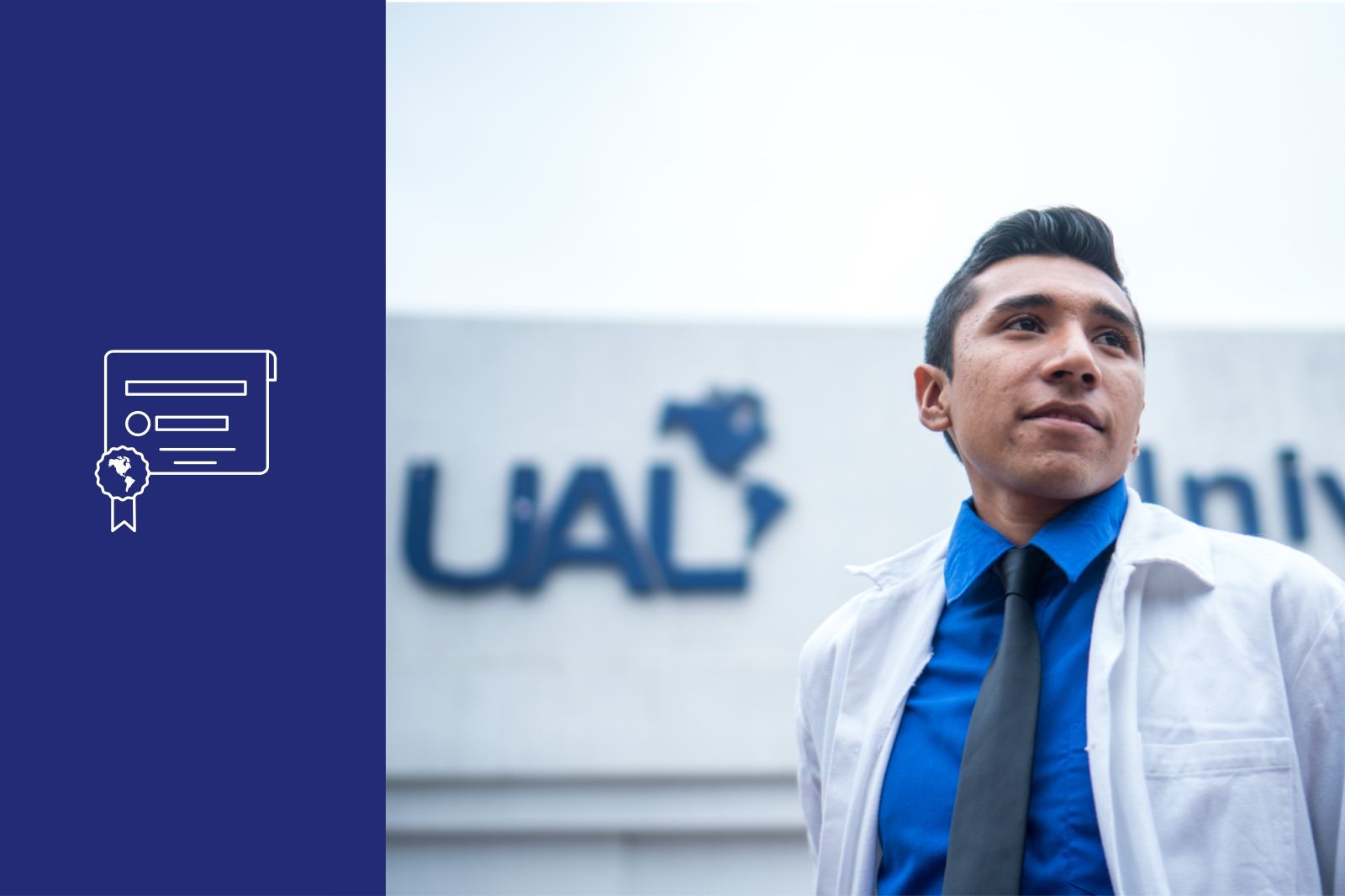 Alumno con bata en f…