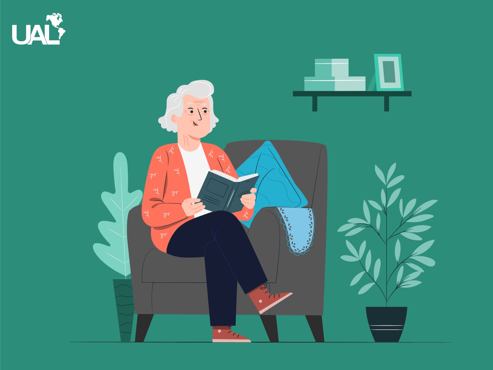 Mujer de avanzada edad leyendo 